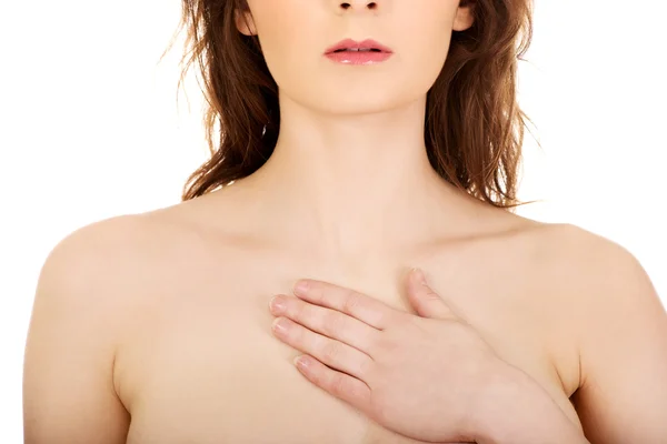 Topless woman touching her chest. — Stock Photo, Image