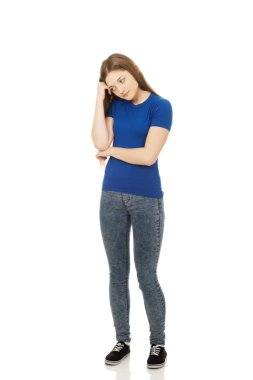 güzel endişeli genç kadın.