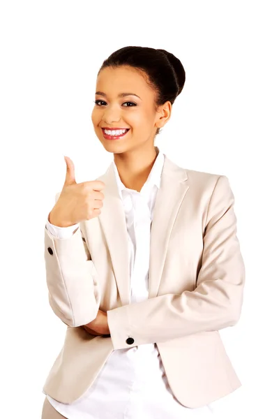 Businesswoman with thumbs up. — Stock Photo, Image