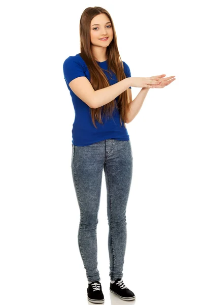 Young happy clapping woman. — Stock Photo, Image