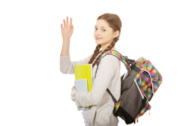 elini sallayarak kız öğrenci.