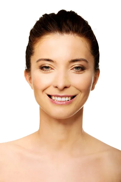 Beautiful toothy smiling woman with make up. — Stock Photo, Image