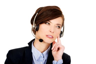 Mutlu gülümseme destek telefonu operatörü.