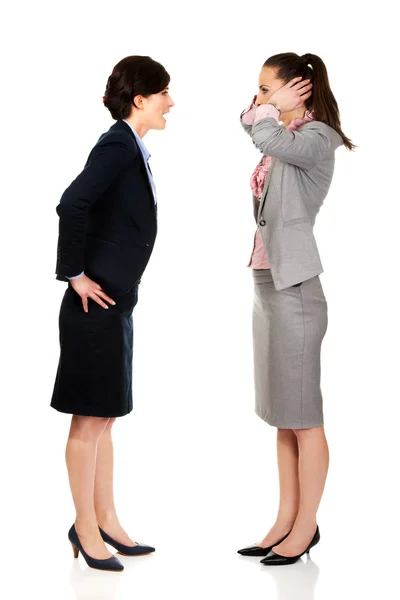 Empresária gritando com seu parceiro . — Fotografia de Stock