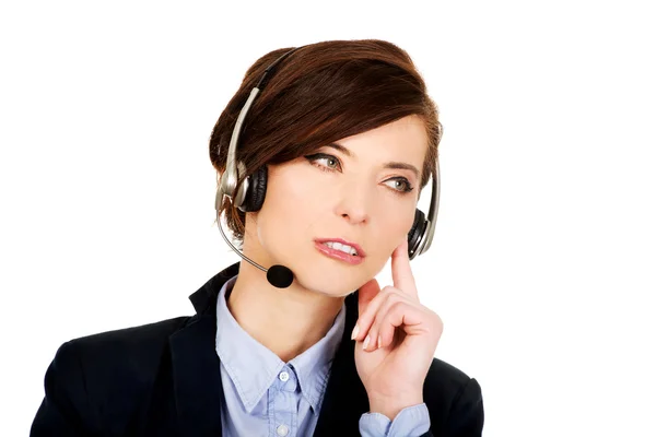 Feliz sorrindo operador de telefone de apoio . — Fotografia de Stock