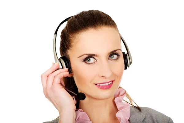 Happy smiling support phone operator. Royalty Free Stock Images