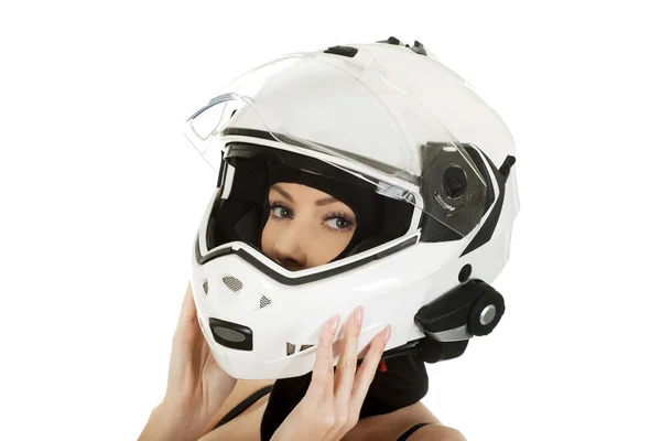 Stockfotos Frau Mit Motorradhelm Bilder Stockfotografie Frau Mit Motorradhelm Lizenzfreie Fotos Depositphotos