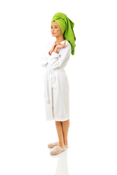 Spa woman standing in bathrobe — Stock Photo, Image