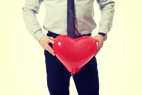 Man met hart ballon. — Stockfoto