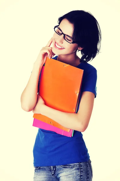 Young happy student holding her notes — Stock Photo, Image