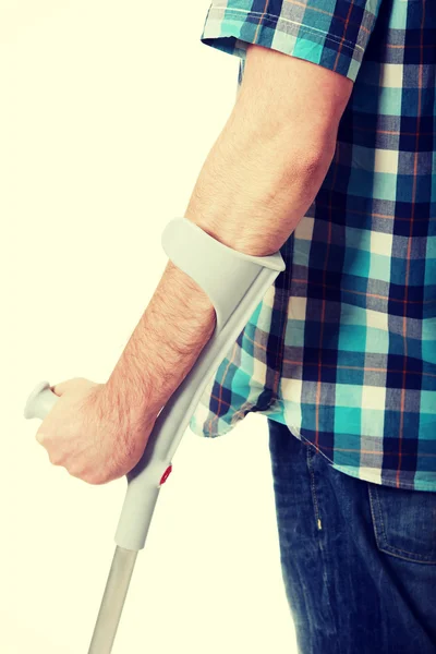 Disabled man with crutches. — Stock Photo, Image