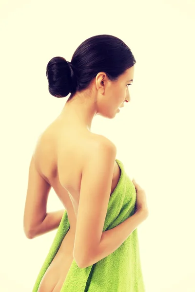 Back view woman wrapped in towel — Stock Photo, Image