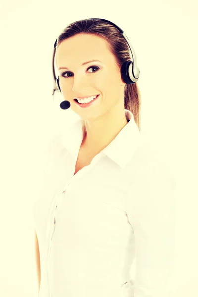 Leende call center kvinna — Stockfoto