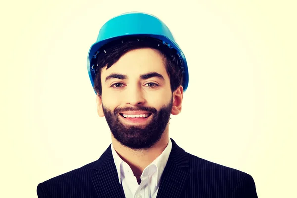 Ingeniero guapo en casco protector . — Foto de Stock