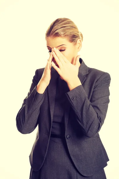 Woman with eyes pain — Stock Photo, Image