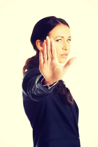 Businesswoman making stop sign — Stock Photo, Image