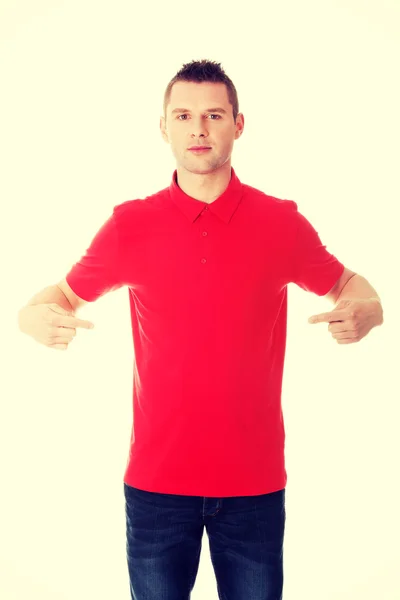 Excited man pointing — Stock Photo, Image