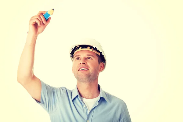 Ingeniero escribiendo en espacio de copia — Foto de Stock