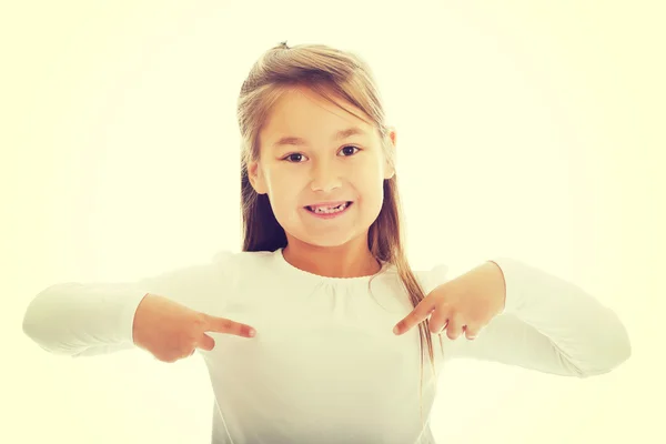 Girl pointing herself — Stock Photo, Image