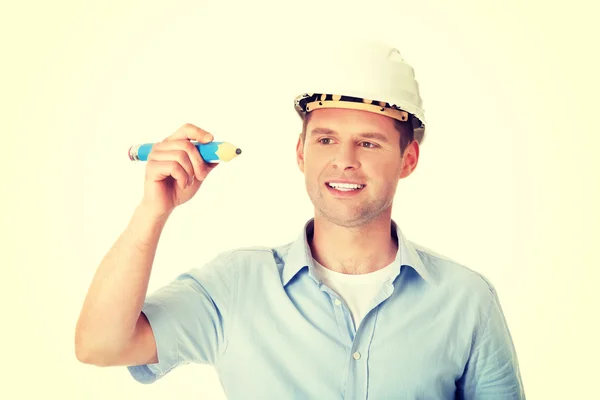 Engineer writing on copy space Stock Picture