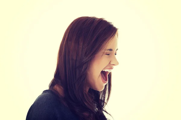 Frustrado e irritado mulher gritando . — Fotografia de Stock