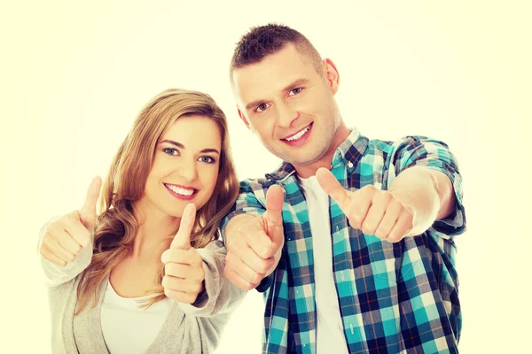 Couple showing thumbs up — Stock Photo, Image