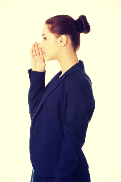 Businesswoman talking gossip — Stock Photo, Image