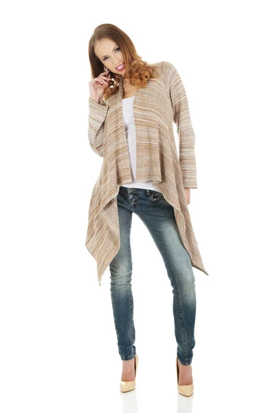 Happy casual woman standing. — Stock Photo, Image