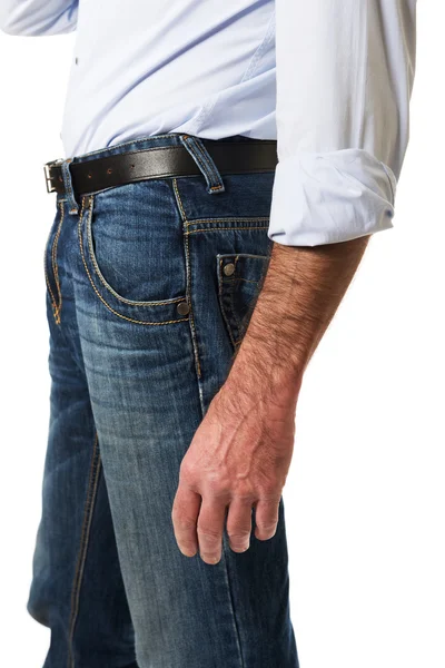 Boční pohled na muže v džíny kalhoty — Stock fotografie