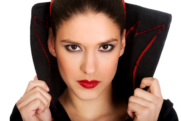 Femme en costume de carnaval diable . — Photo