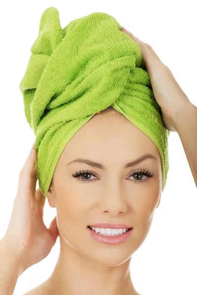 Beauty woman with turban towel. — Stock Photo, Image