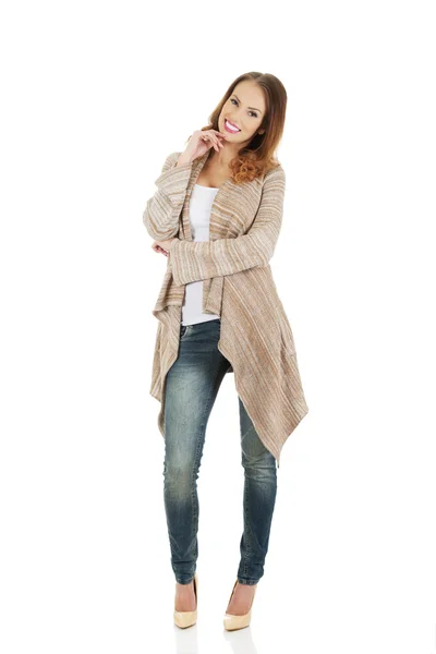 Happy casual woman standing. — Stock Photo, Image