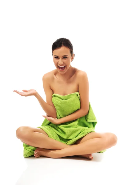 Woman  wrapped in towel — Stock Photo, Image