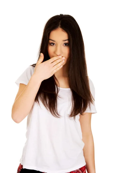 Jovem mulher chocada . — Fotografia de Stock