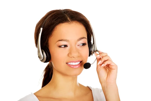 Operador de call center africano — Fotografia de Stock