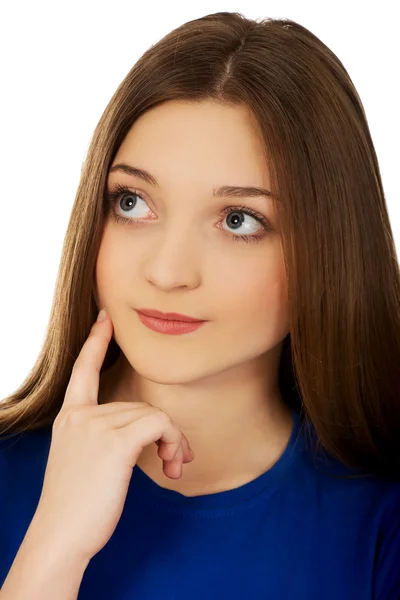 Mooie doordachte vrouw opzoeken. — Stockfoto