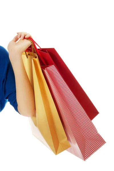 Mano de mujer con bolsas de compras . —  Fotos de Stock