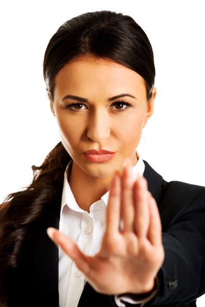 Businesswoman making stop sign — Stock Photo, Image