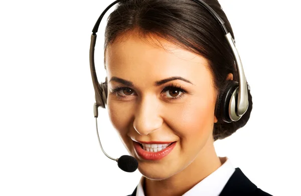 Glad telefonoperatör i headset — Stockfoto