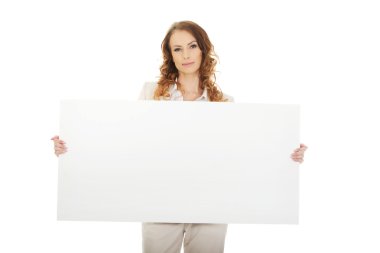 iş kadını ile boş bayrak.