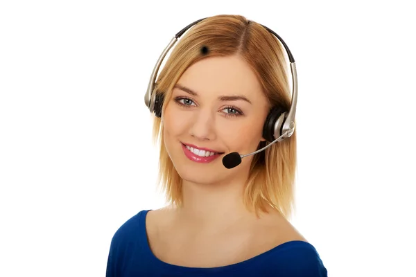 Happy phone operator in headset. — Stock Photo, Image
