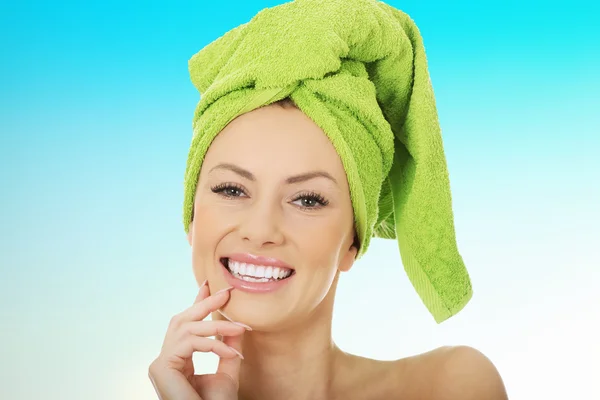 Beauty woman with turban towel. — Stock Photo, Image