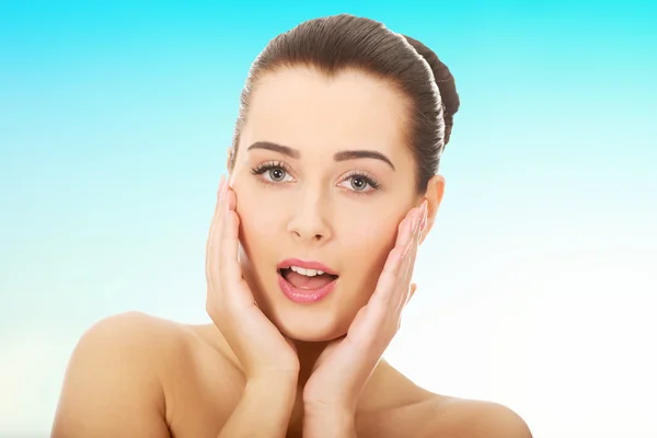 Shocked woman with make up. — Stock Photo, Image