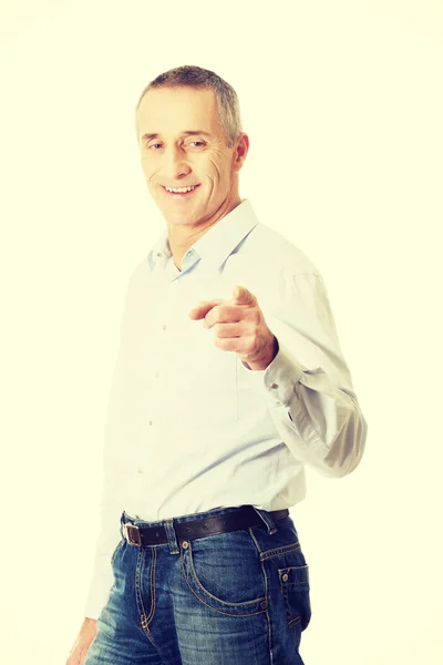 Happy handsome man pointing at you — Stock Photo, Image