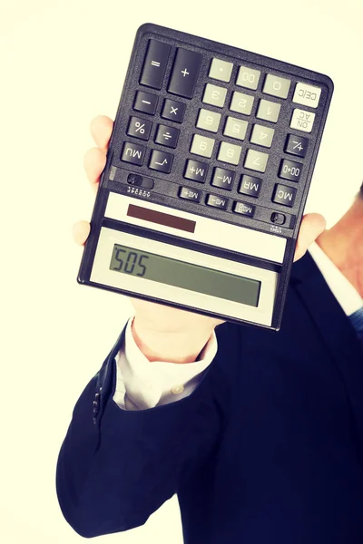 Męskiej strony z kalkulatorem — Zdjęcie stockowe