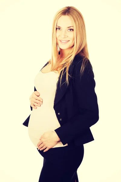 Femme enceinte en costume d'affaires . — Photo