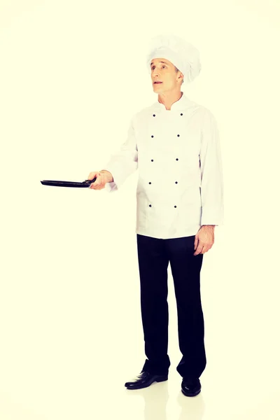 Restaurant chef with frying pan — Stock Photo, Image