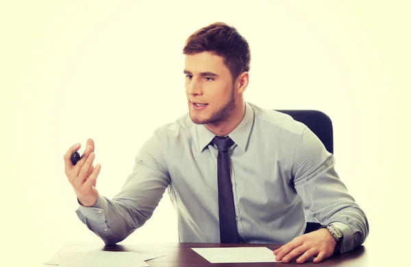 Business man writing note — Stock Photo, Image