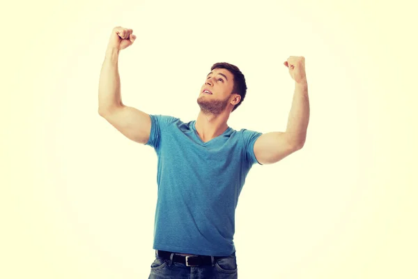 Man with victory gesture. — Stock Photo, Image