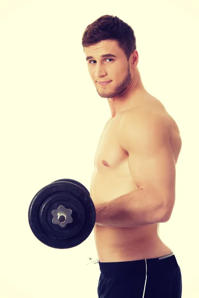 Muskulös sport man tyngdlyftning. — Stockfoto